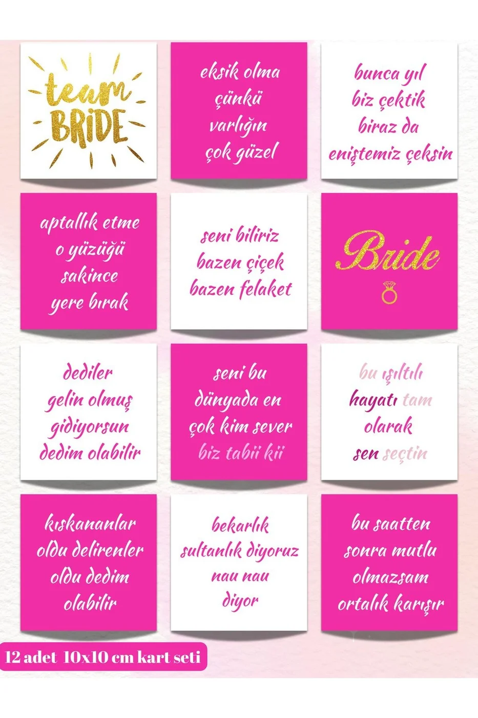 Bekarlığa Veda Partisi Motto 12 Adet Eğlenceli Kartlar Bride To Be Gelin gorsel 5