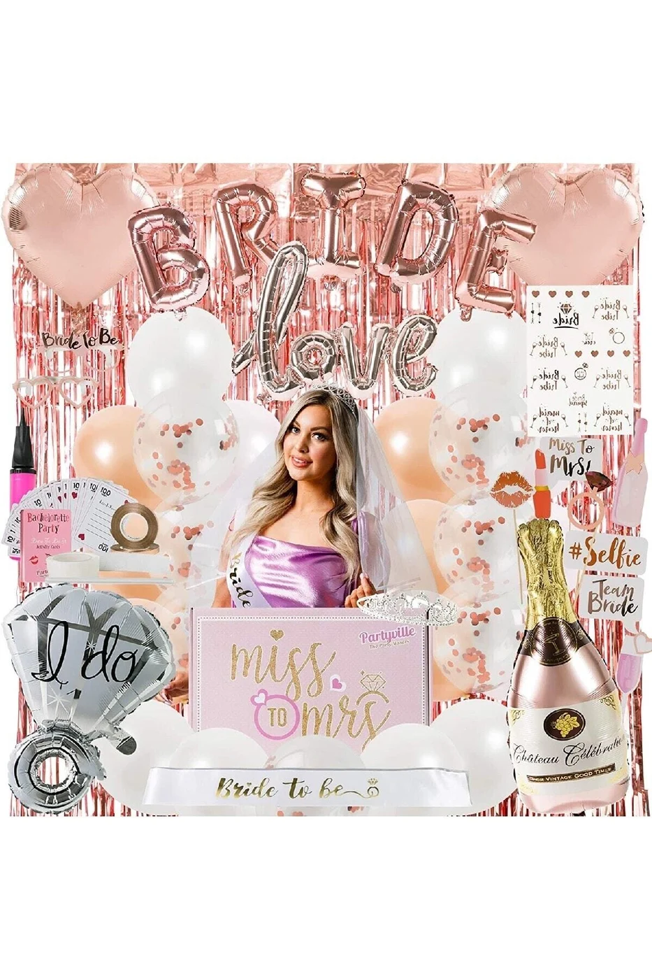 Lüks Bride To Be Folyo Balon Seti - Bekarlığa Veda Bride Partisi Balon Süsleme Rose Gold gorsel 2