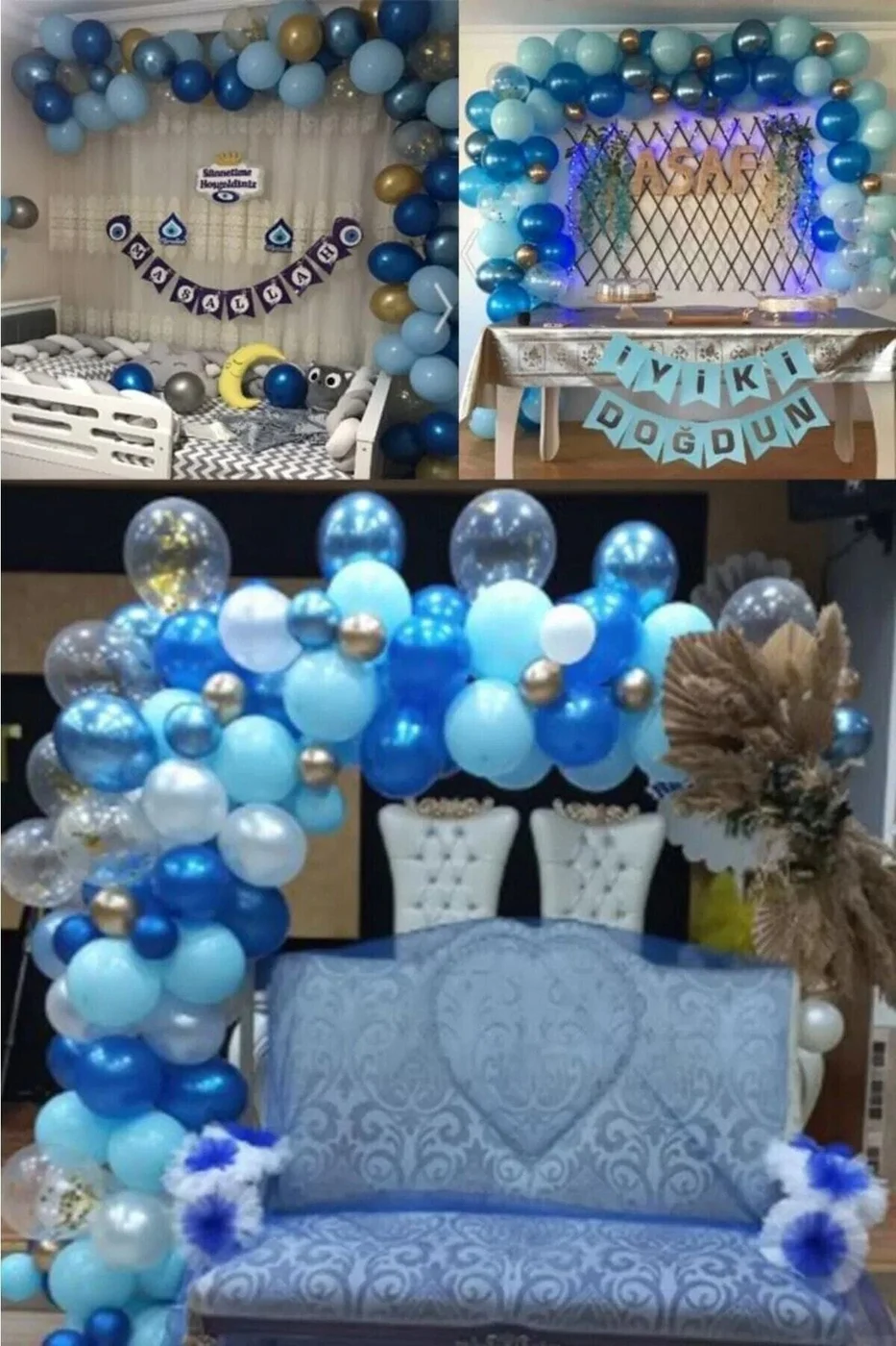 Mavi Lacivert 60 lı Balon Zinciri Süsleme Seti 5 Renkli Doğum Günü Süsü Parti Seti gorsel 2