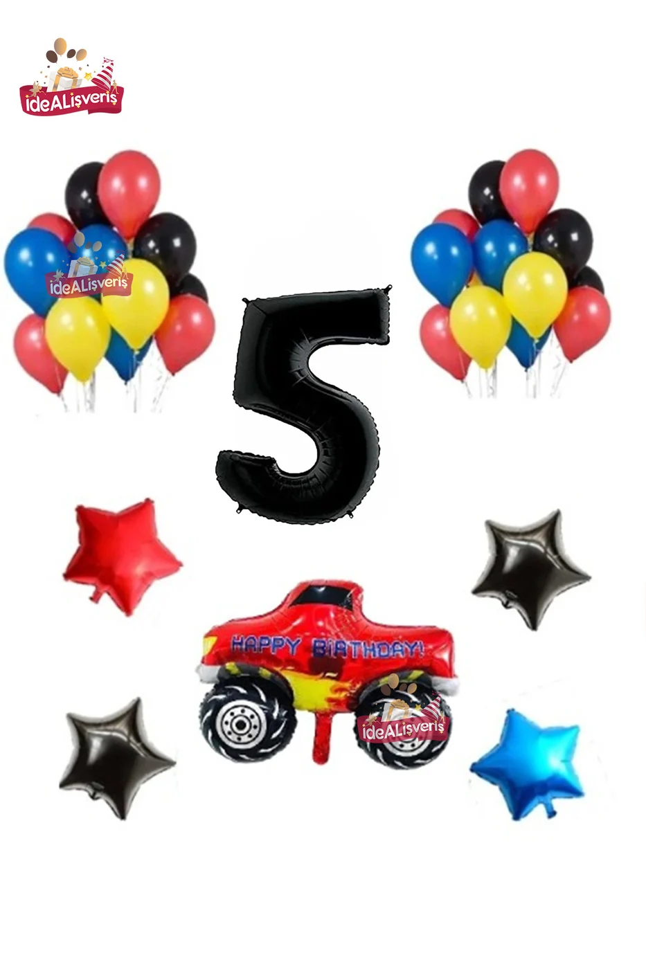 Ralli Arabalı 5 Yaş Folyolu Renkli Parti Seti