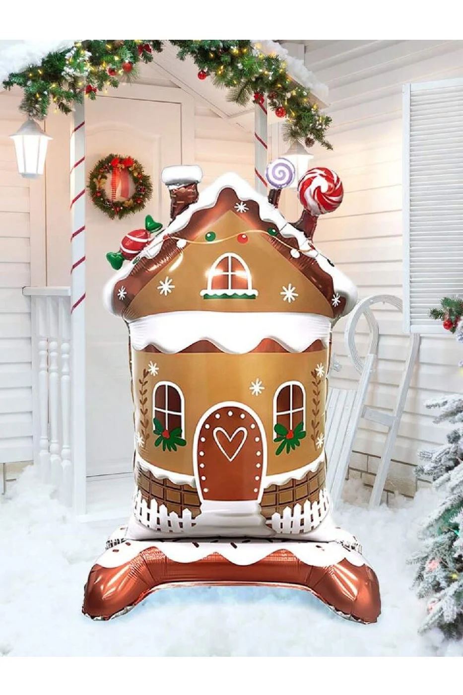 Ayaklı Şeker Evi Folyo Balon Yılbaşı Folyo Balonu gorsel 2
