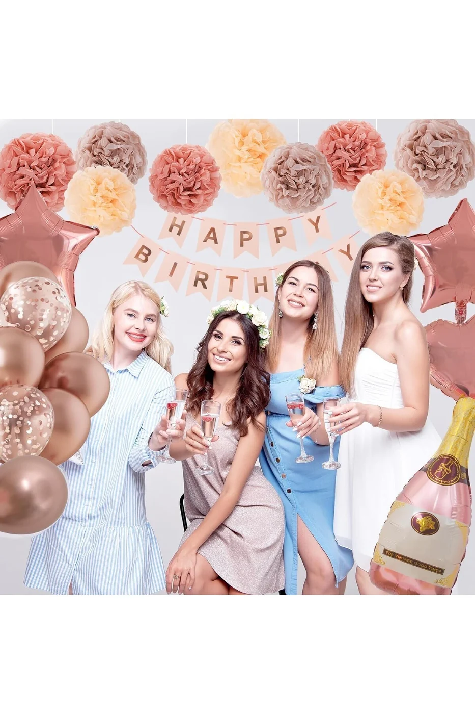 Kadınlar ve Kızlar için Rose Gold Doğum Günü Süslemeleri, İyiki Doğdun Banner Doğum Günü Süslemelri gorsel 2