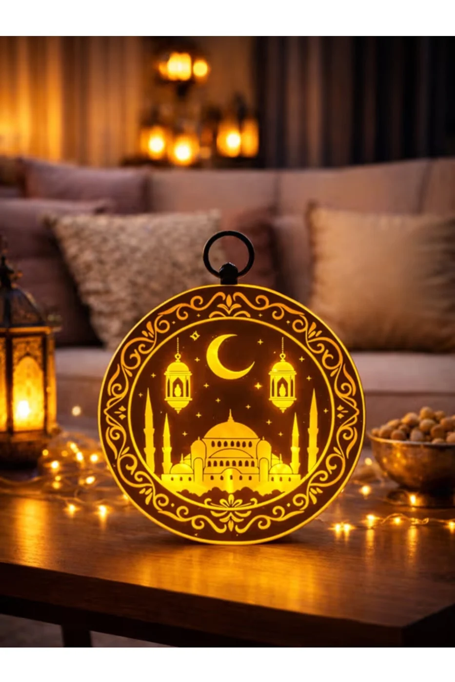 Işıklı Lüks Cami Silüetli Işıklı Ramazan Dekor Ramazan Süsü gorsel 5