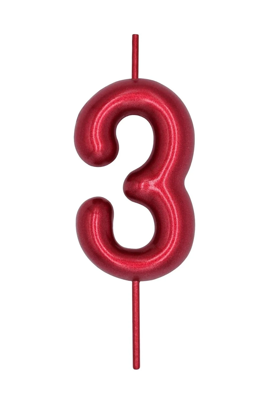 3 YAŞ PARLAK KIRMIZI ŞIK MUM 12 CM gorsel 6