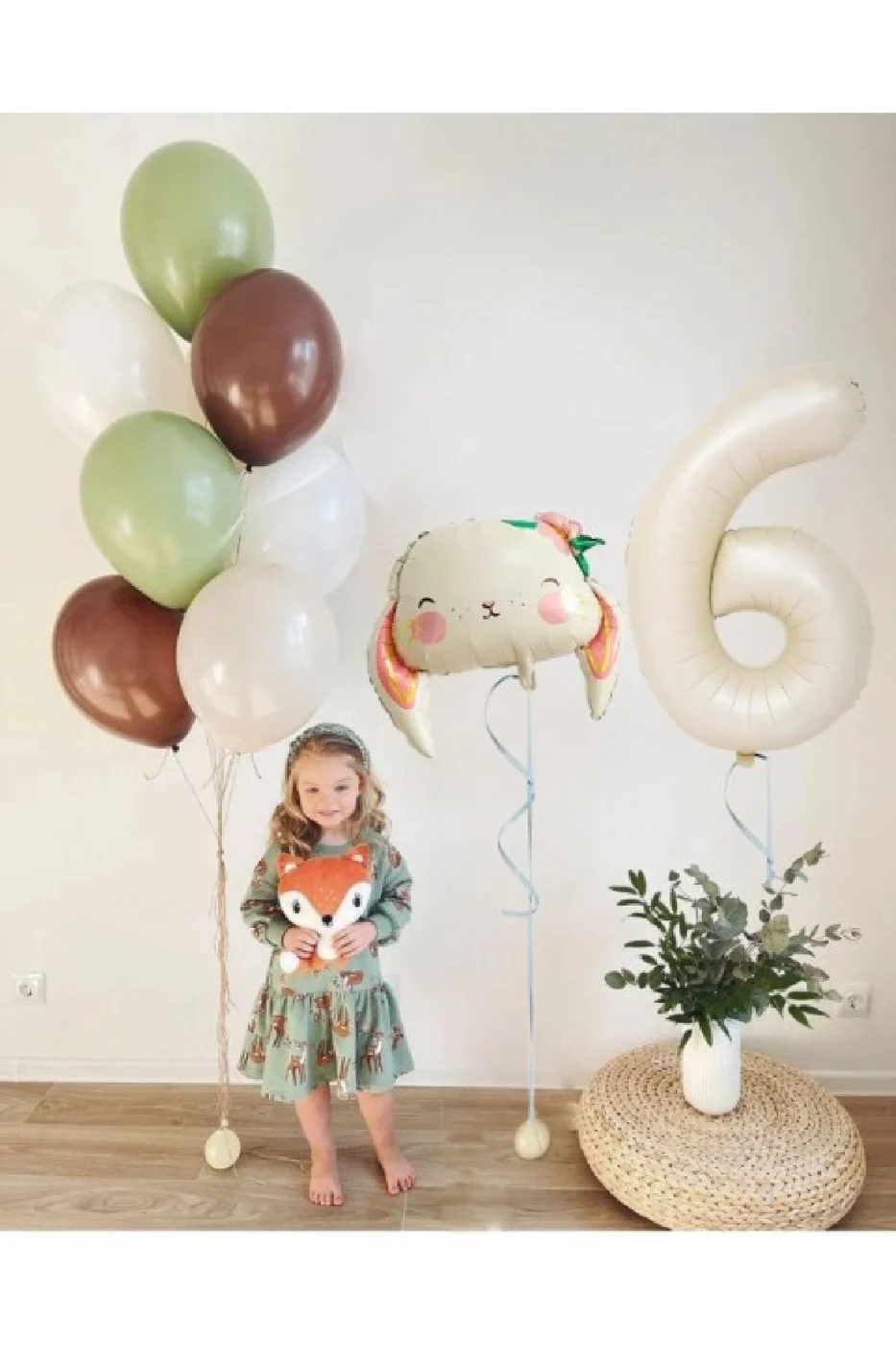 Süslü Tavşan Folyo Balon Zincir Seti Doğum Günü Retro Balon Seti gorsel 3