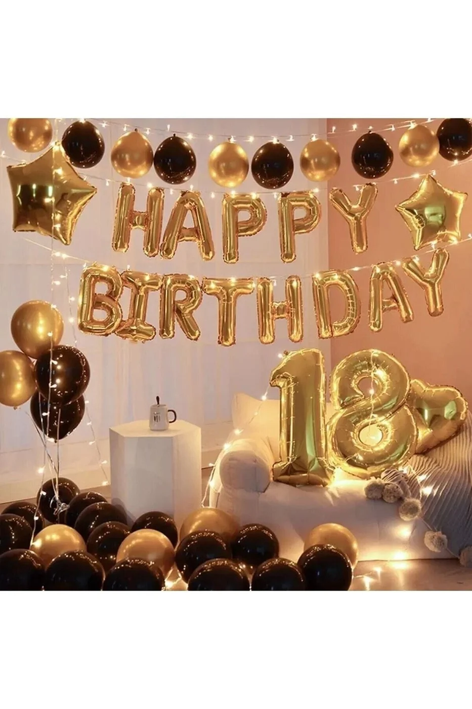 Gold Lüks Yaş Happy Bırthday Doğum Günü Parti Süsü