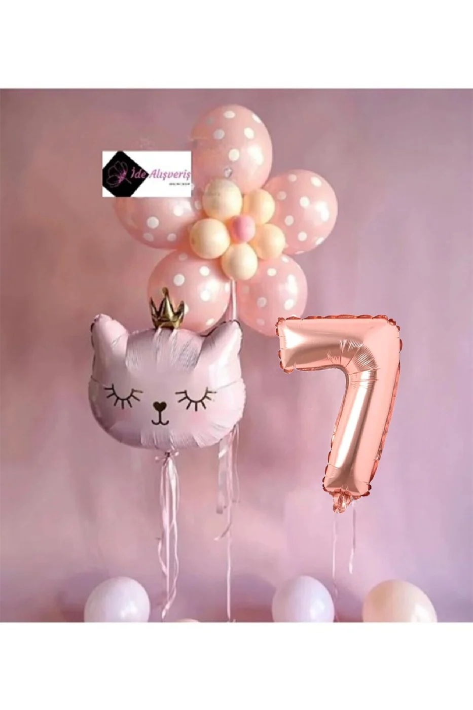 ÇİÇEK KEDİ BALON DEMETİ DOĞUM GÜNÜ SÜSÜ DOĞUM GÜNÜ PARTİ SETİ gorsel 3