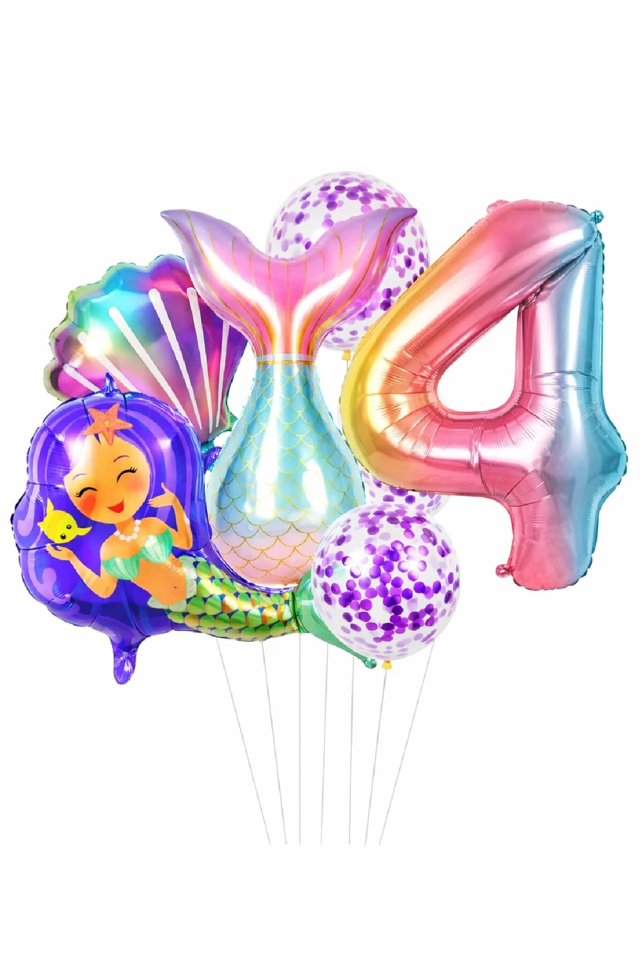 Deniz Kızı Kuyruğu Deniz Kabuğu Temalı Doğum Günü Balon Seti Konfeti Balon Parti Süsleri