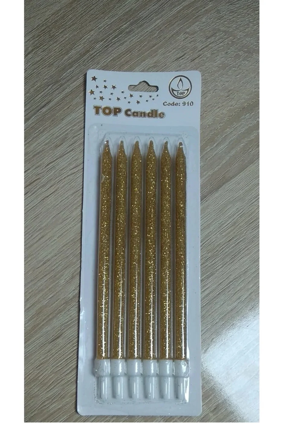 6'lı Simli Altın Sarısı Pasta Mumu gorsel 2