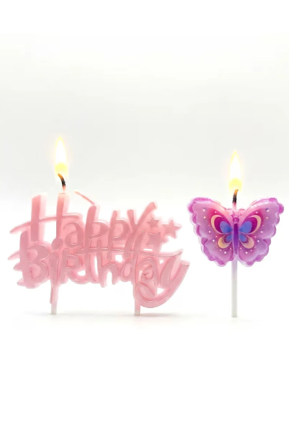 HAPPY BİRTHDAY KELEBEK 2 PARÇA DOĞUM GÜNÜ PARTİ SETİ SÜSÜ MUMU gorsel 2