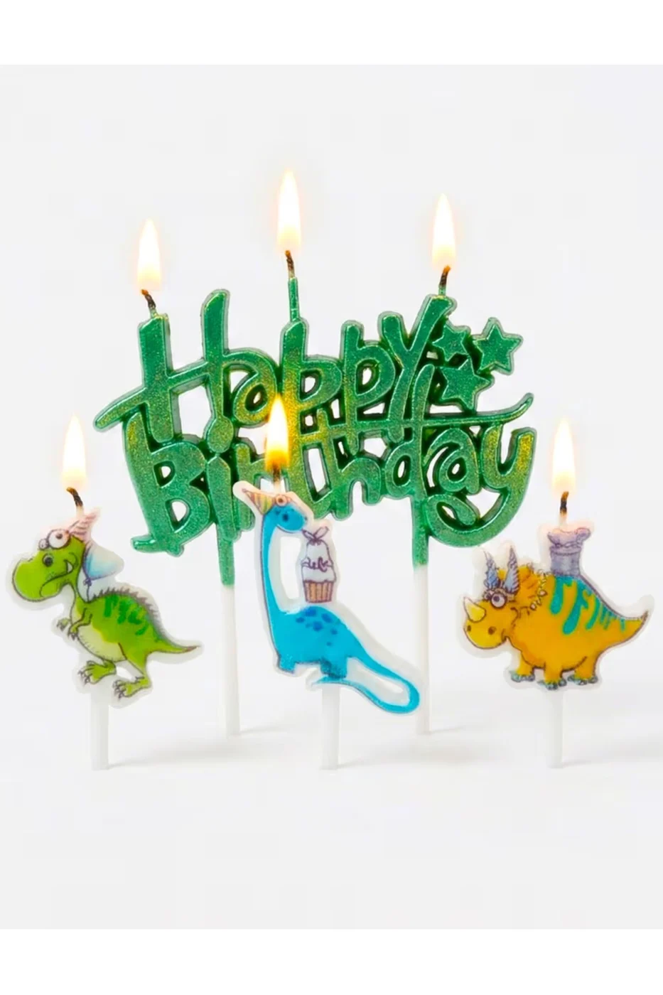DİNAZOR HAPPY BİRTHDAY 4 LÜ DOĞUM GÜNÜ PARTİ SETİ SÜSÜ MUMU gorsel 2