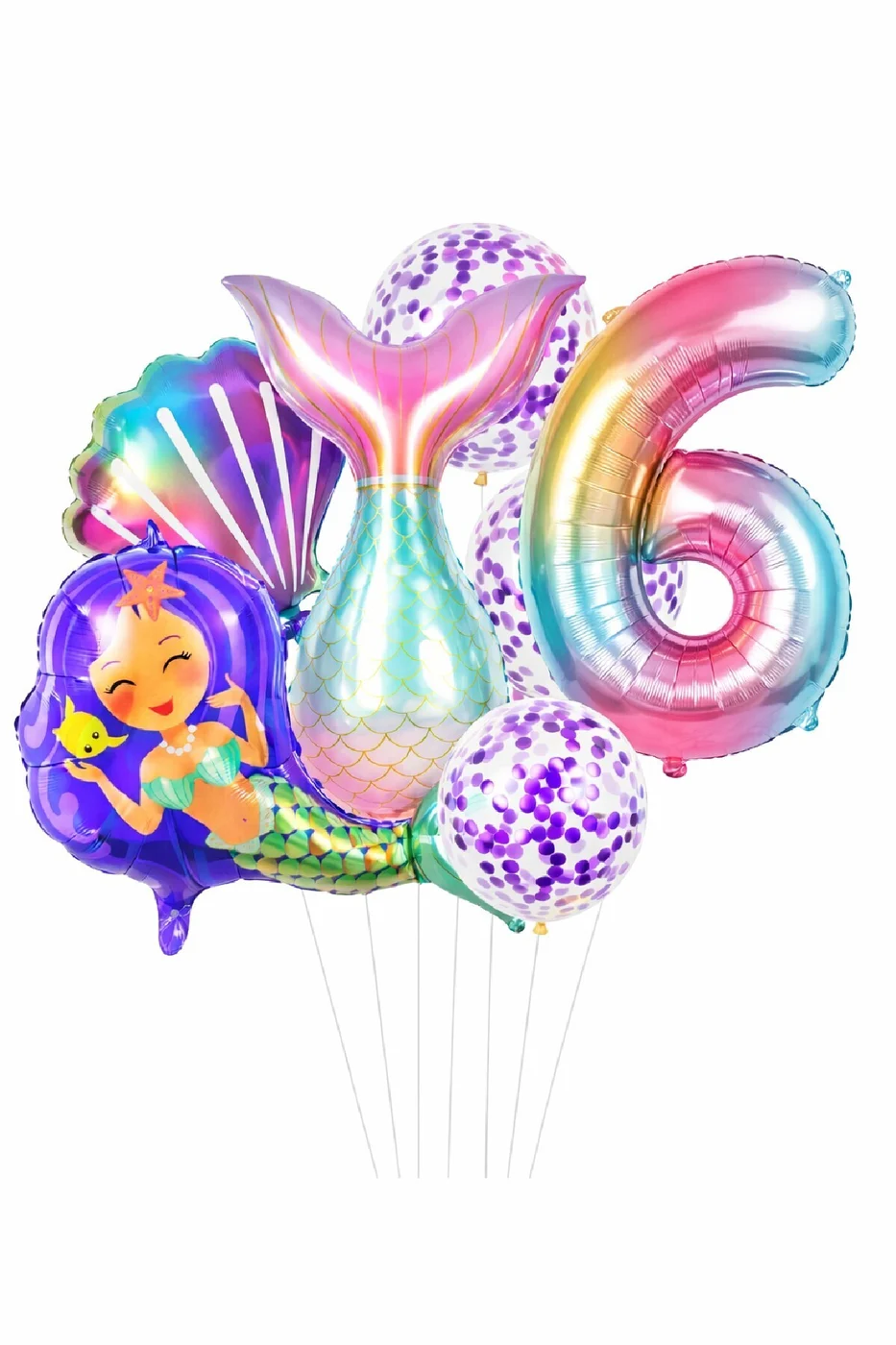 Deniz Kızı Kuyruğu Deniz Kabuğu Temalı Doğum Günü Balon Seti Konfeti Balon Parti Süsleri