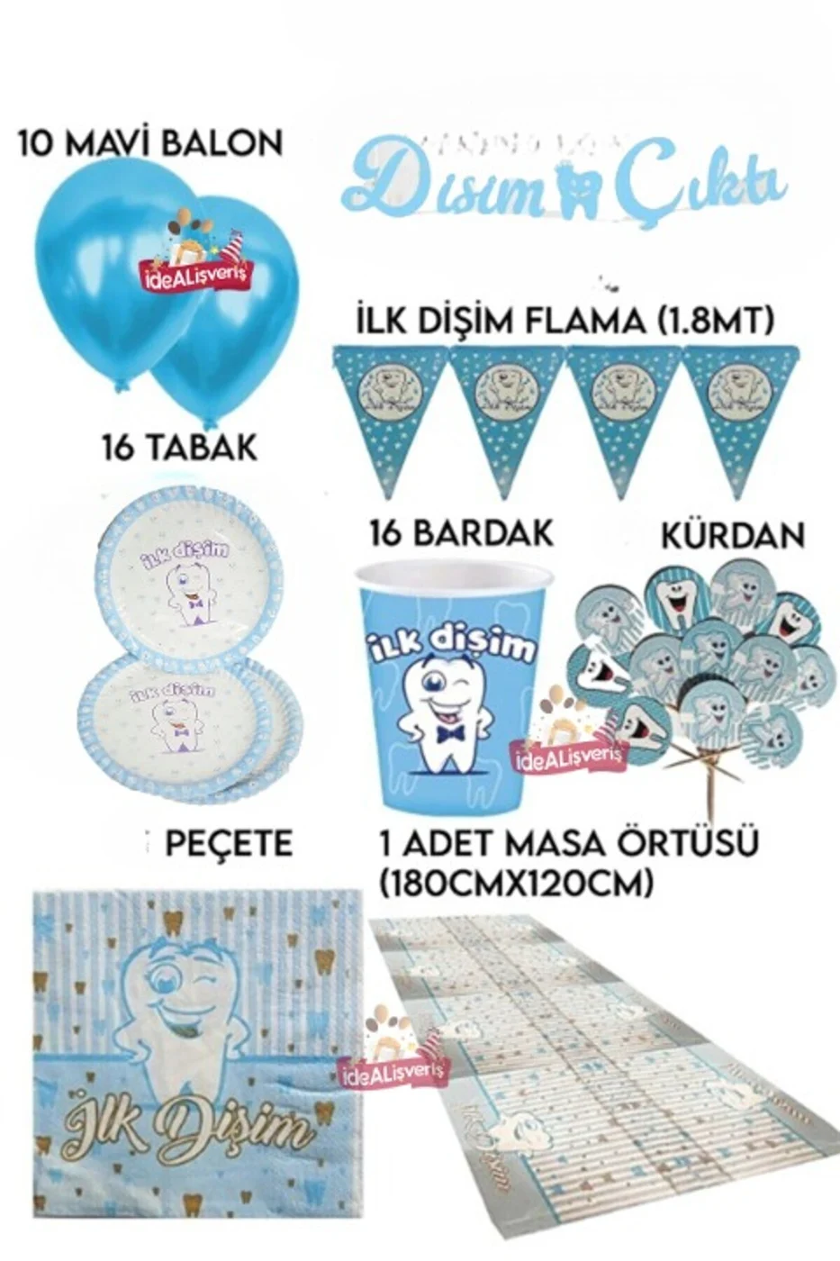 Erkek Çocukları İçin Dişim Çıktı Full Konsept Parti Seti