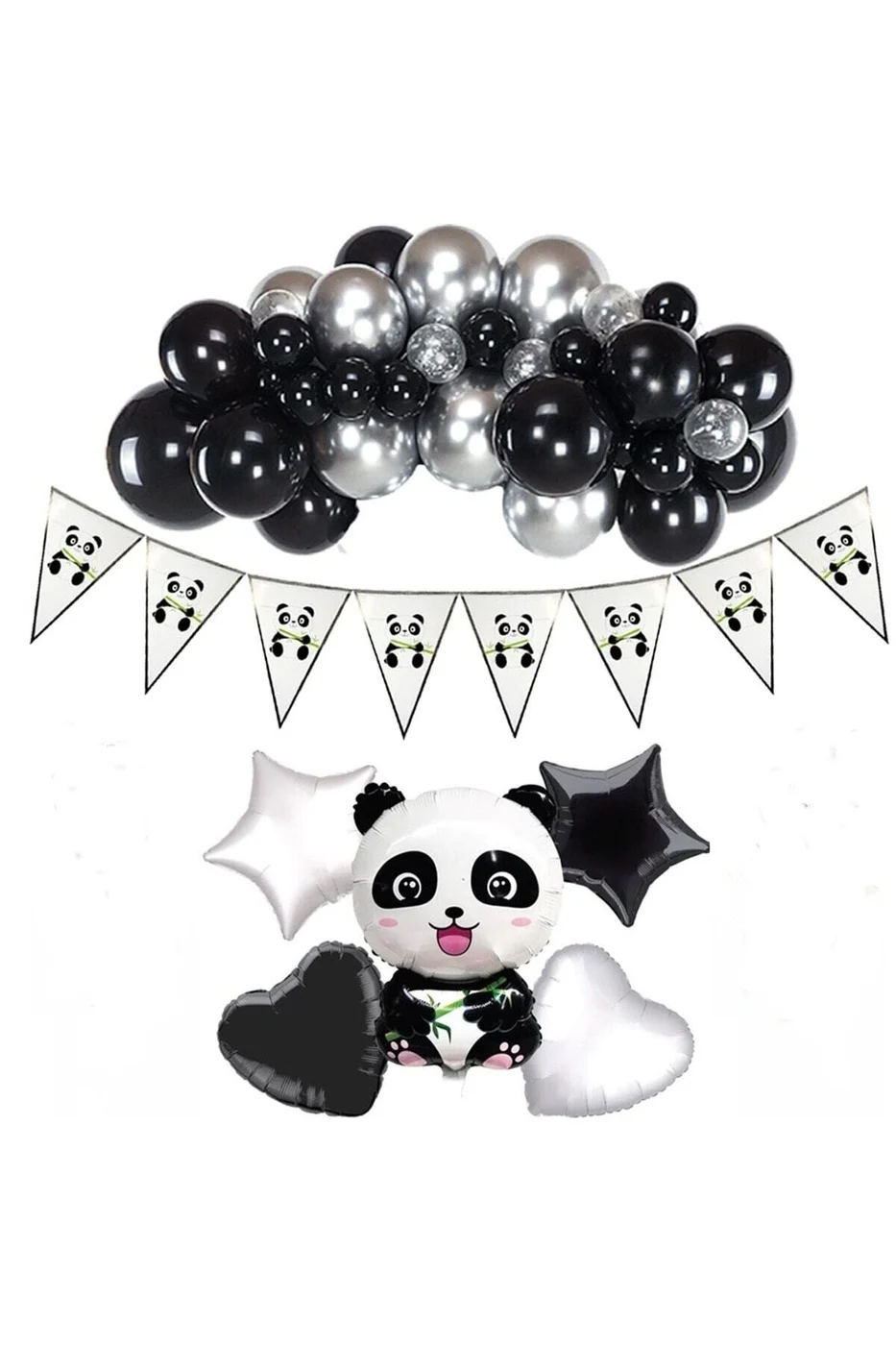 Panda Temalı Doğum Günü Seti 50 Adet Balonlu Doğum Günü Süsü gorsel 3