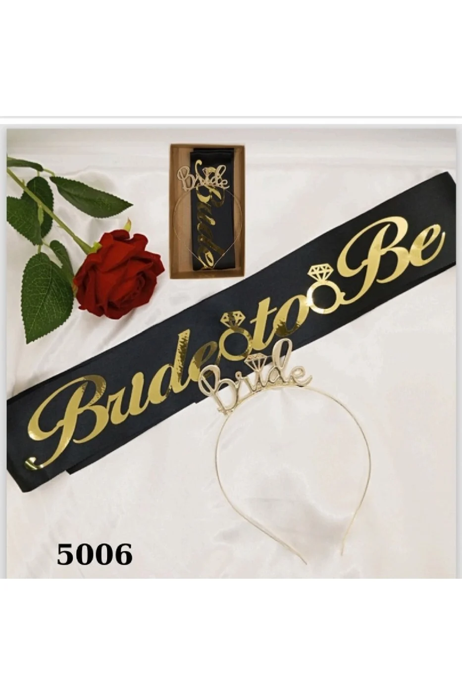 METAL TAÇ KUŞAK SET BRIDE TOBE SİYAH