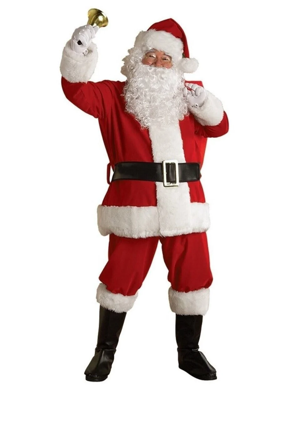 Unisex Kırmızı Lüks Polar Noel Baba Kostümü