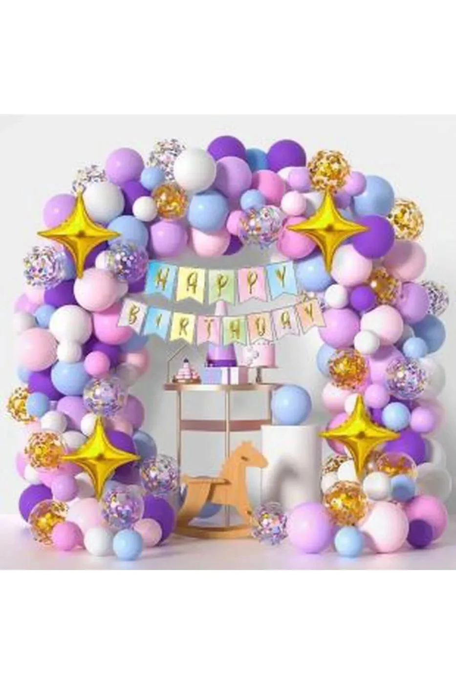 UNİCORN MAKORON RENK BALON ZİNCİR SET DOĞUM GÜNÜ PARTİ SETİ SÜSÜ gorsel 3