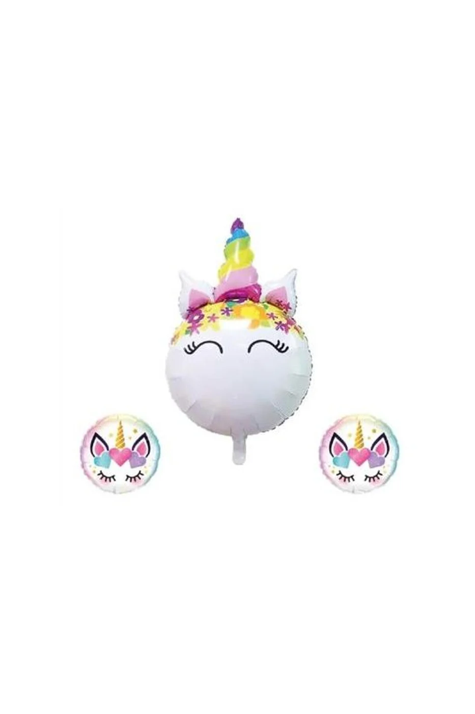 Eyelash Flower Unicorn 3’lü Set Folyo Balon