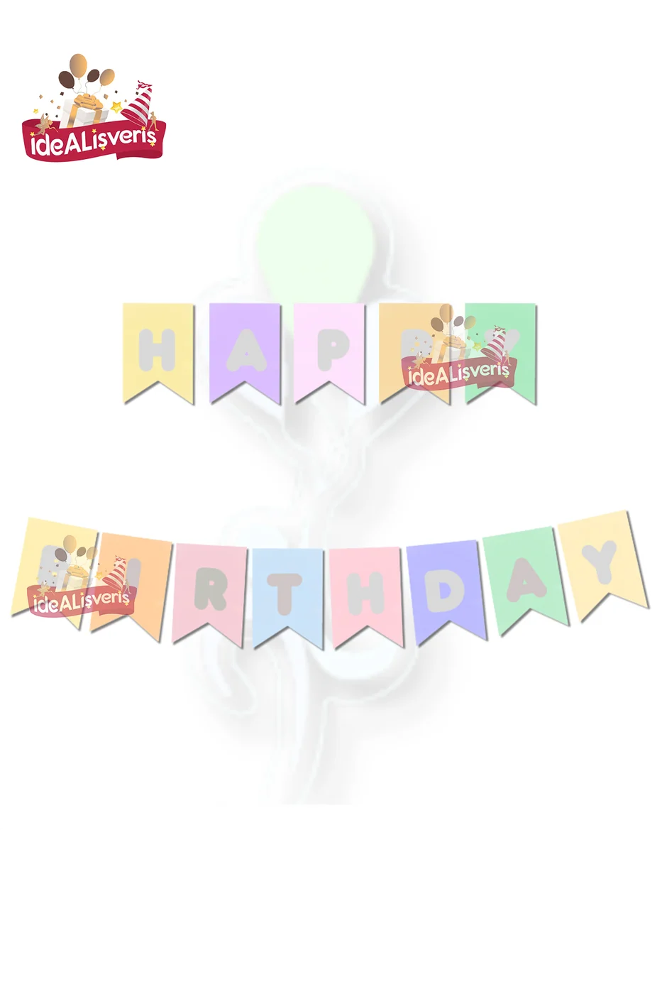 Happy Birthday Gümüş Varaklı Banner Doğum Günü Yazısı