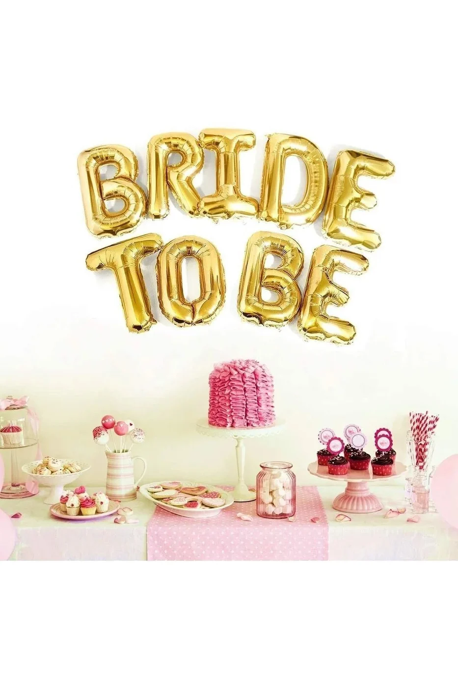 Bride To Be Yazılı Folyo Balon Konsepti Gold Renkli Bekarlığa Veda Partisi Büyük Balon Set gorsel 2