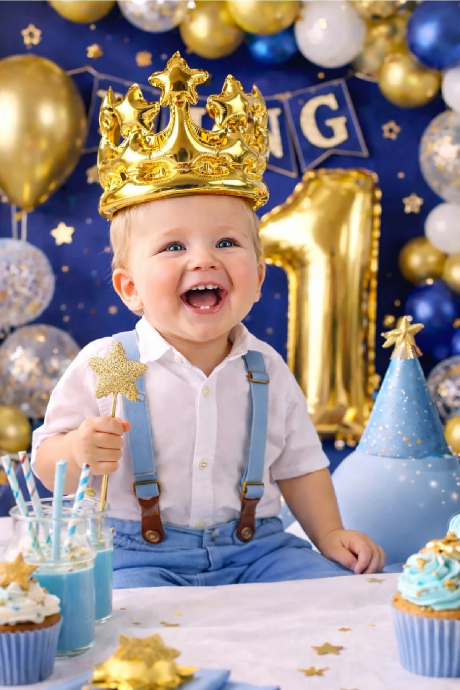 Taç Folyo Balon Gold & Gümüş Seçenekli – Doğum Günü Prens Prenses Parti Tacı