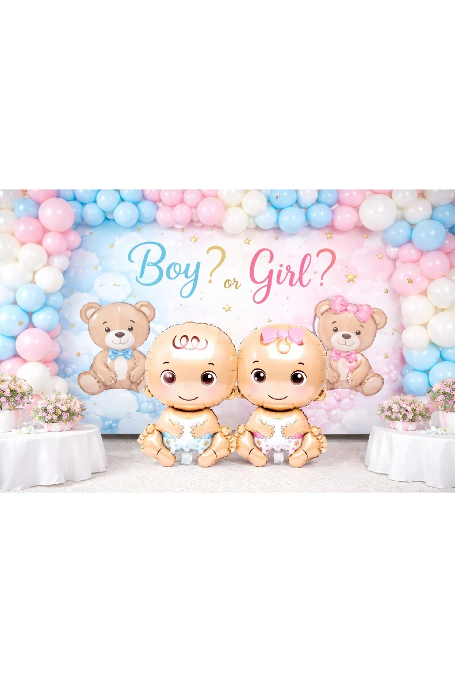 Ayıcıklı Bebek Figürlü Gender Reveal Parti Seti – Boy or Girl Konsepti gorsel 6