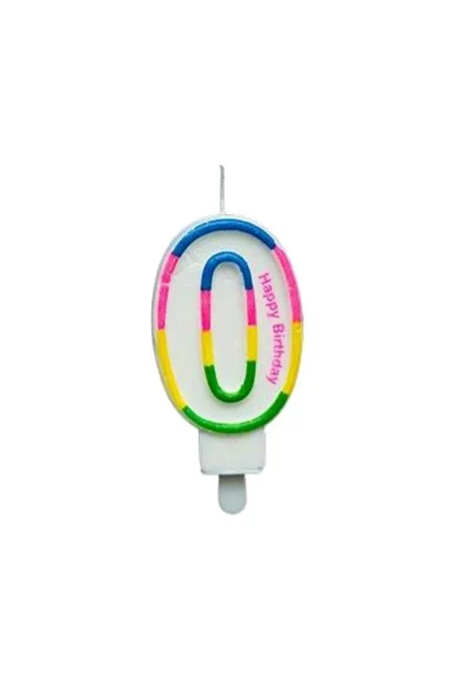 RENKLİ KLASİK 0 RAKAM MUM 7.5CM