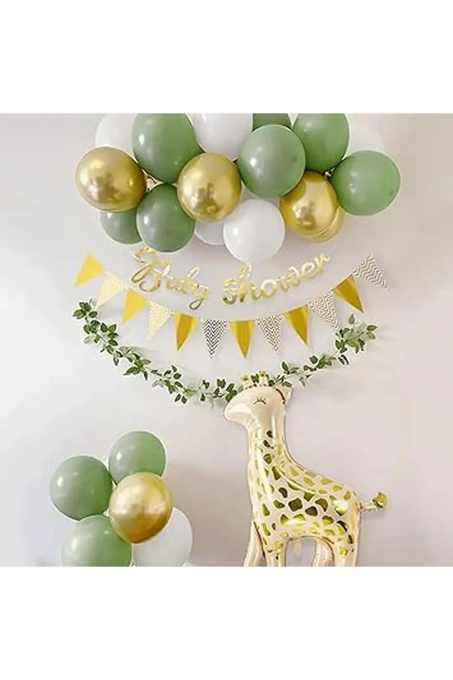 Zürafa Folyolu Küf Yeşili Deniz Kumu ve Gold Balonlu Konsept Doğum Günü Parti Seti Süsü gorsel 3
