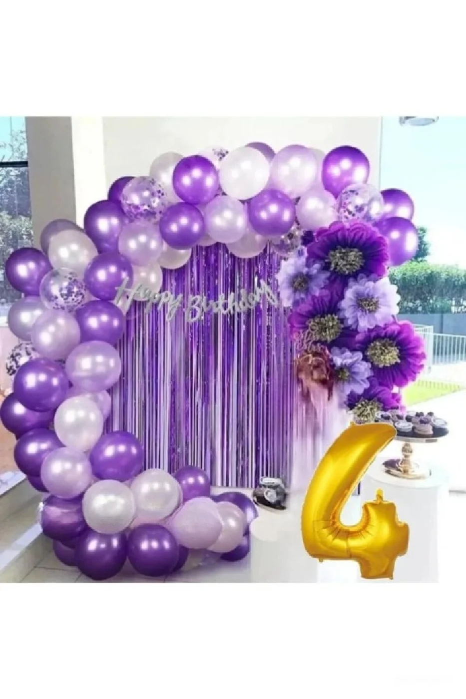 LÜX MOR LİLA BALON ZİNCİR SET DOĞUM GÜNÜ PARTİ SETİ SÜSÜ