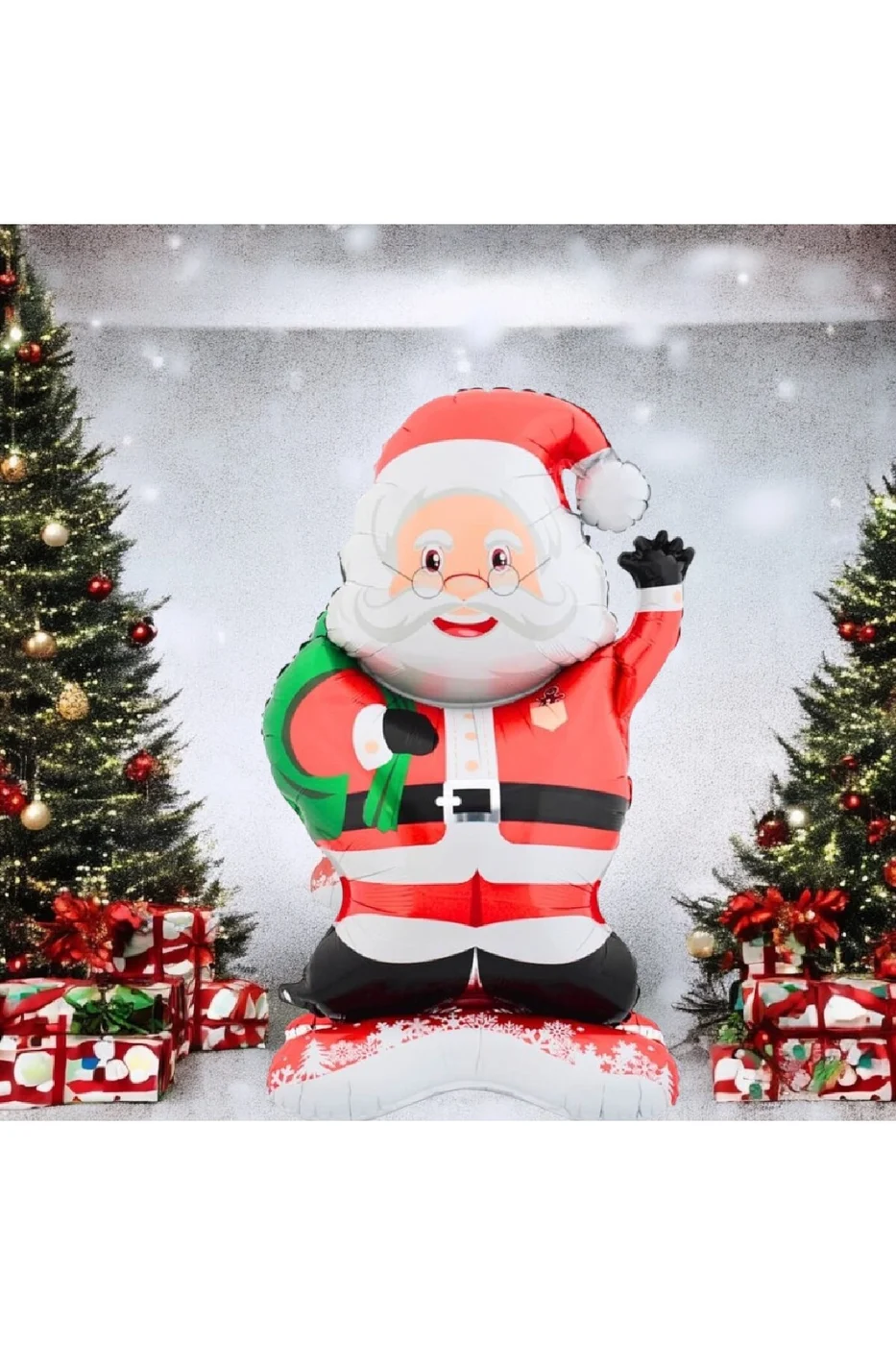 Ayaklı Gözlüklü Noel Baba Folyo Balon Yılbaşı Folyo Balon Süsü gorsel 4