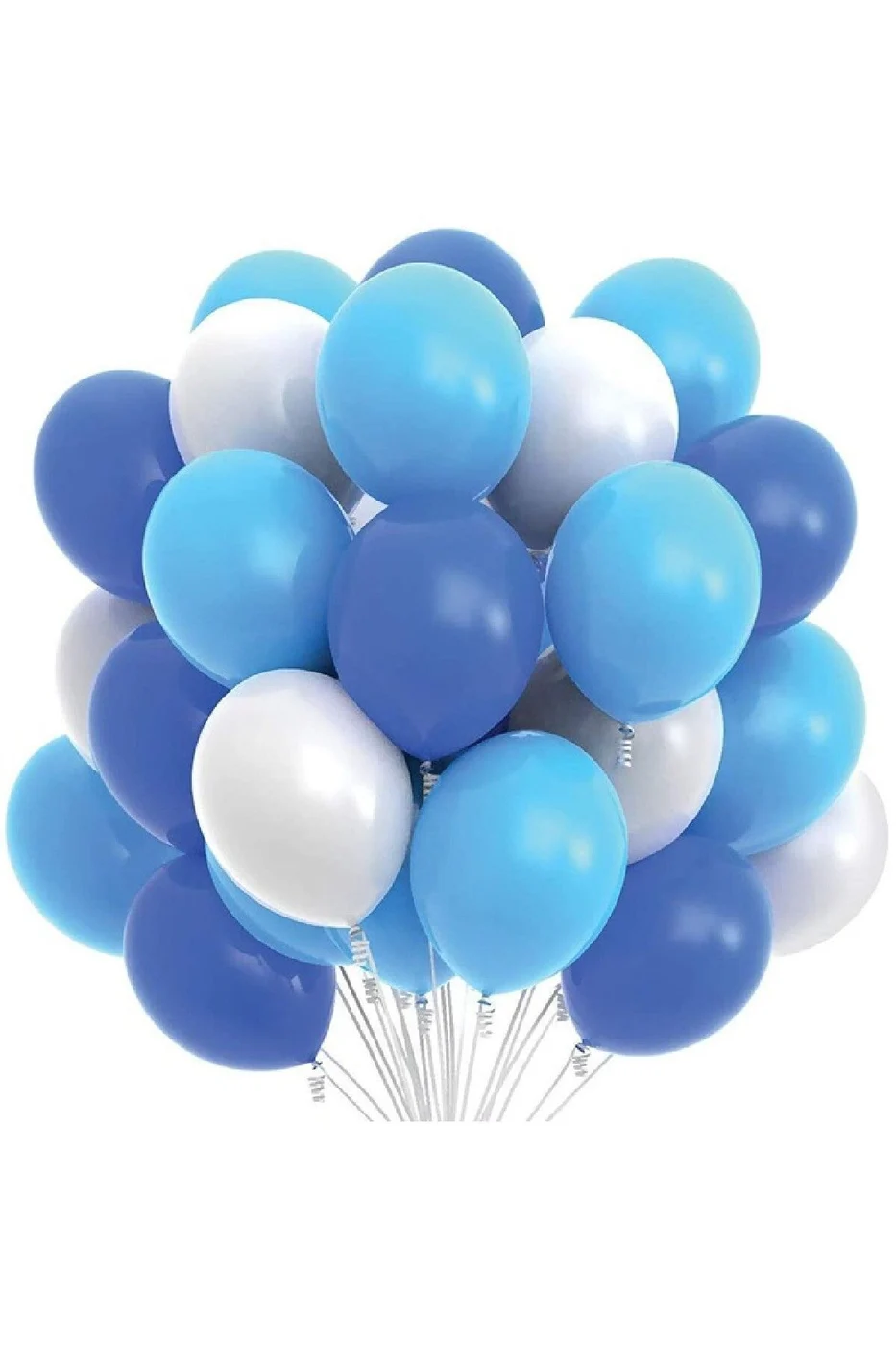 Mavi Beyaz Lacivert Renkli Pastel Balon 30 adet