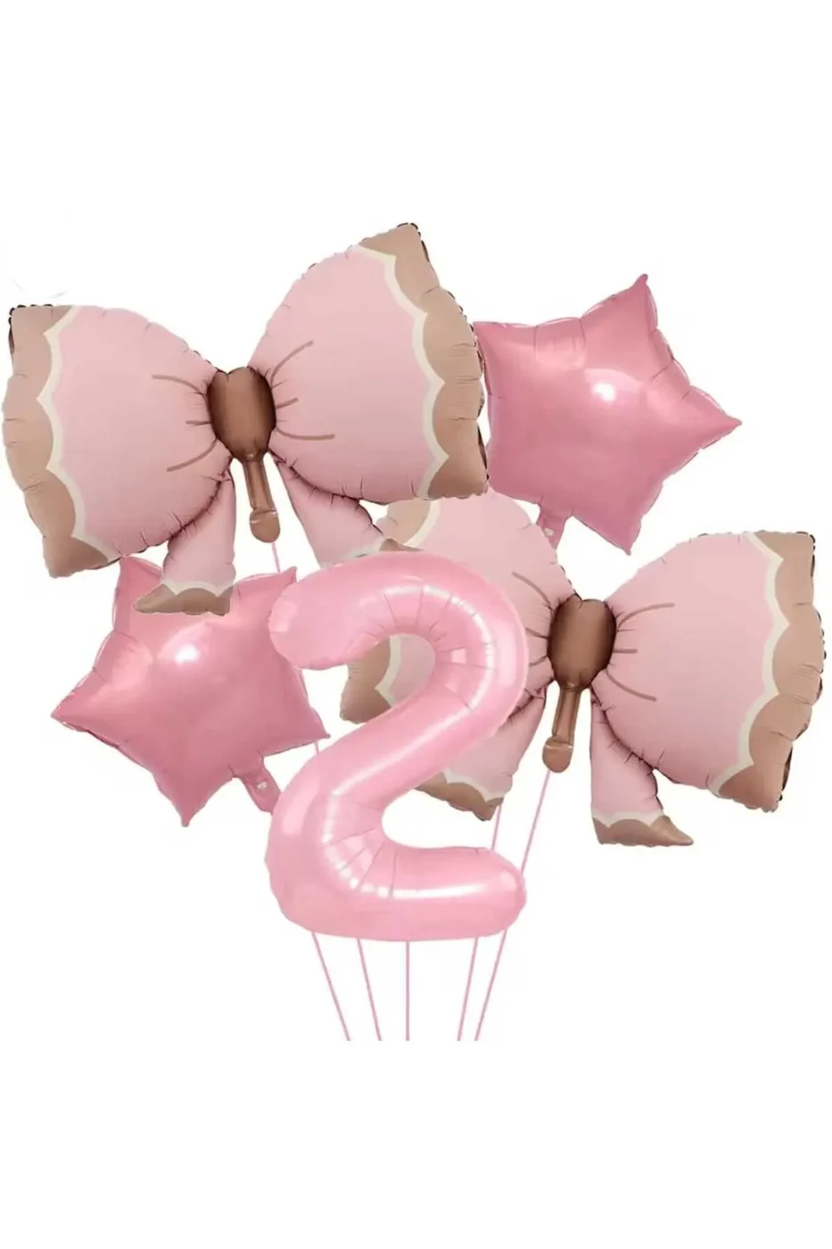 2 YAŞ PEMBE RENKLİ RETRO PEMBE FİYONKLU BALONLU DOĞUM GÜNÜ PARTİ SETİ SÜSÜ