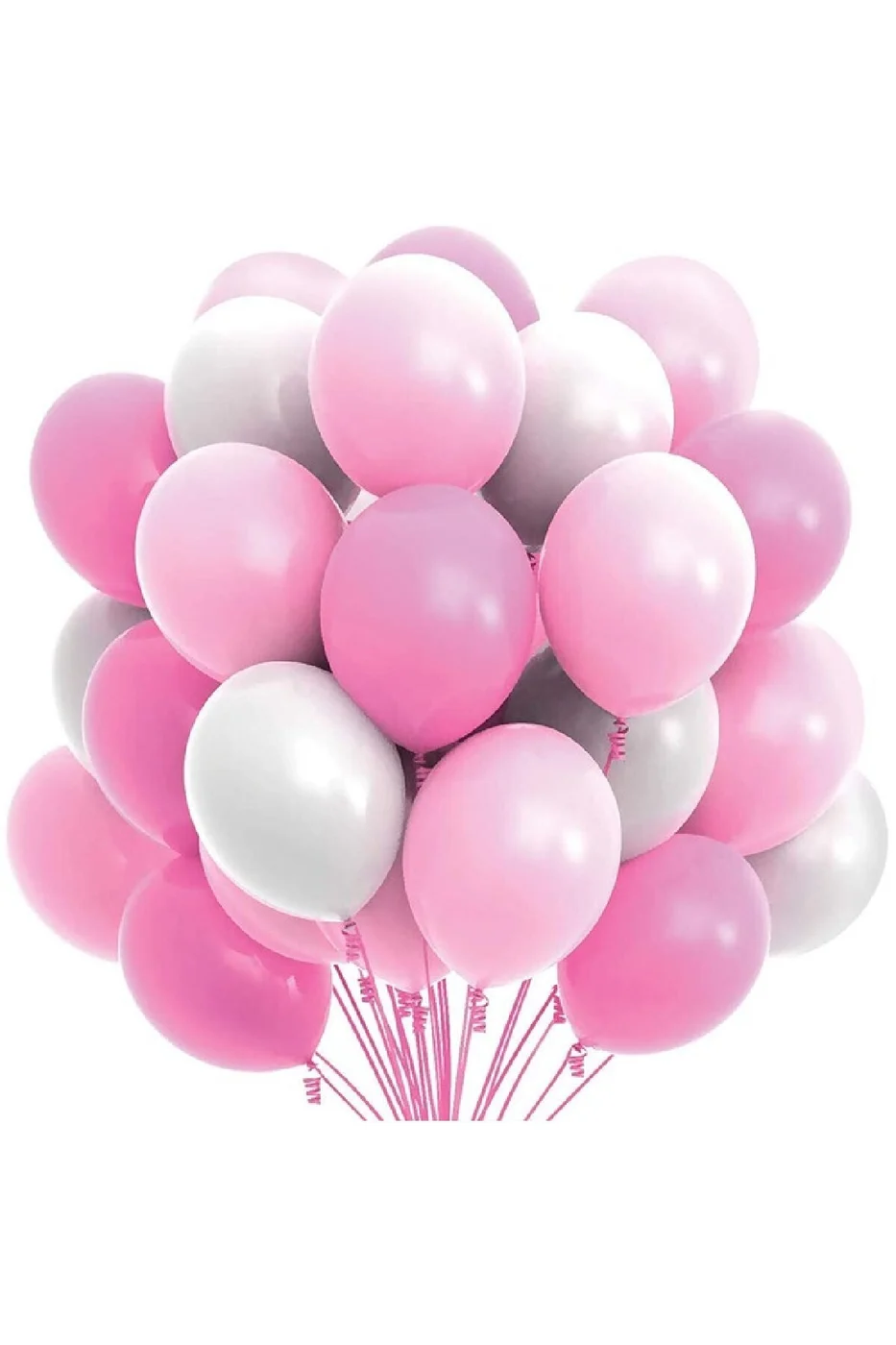 Pembe Beyaz Fuşya Renkli Pastel Balon 30 ADET