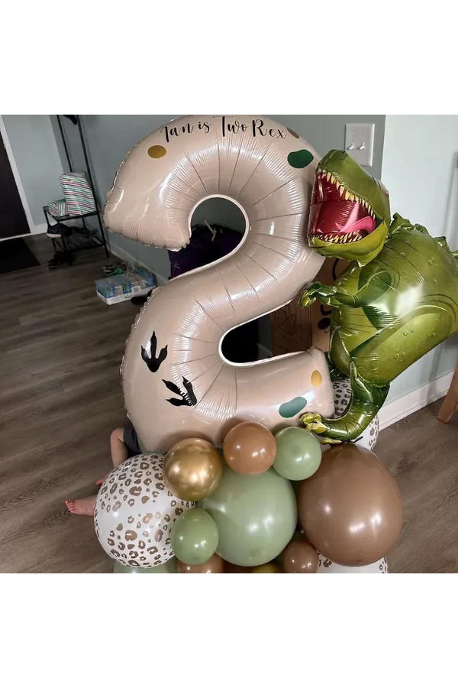 Büyük T-Rex Dinozor Balonlu Krem Yaş Folyo Balonlu Doğum Günü Parti Seti Süsü gorsel 5