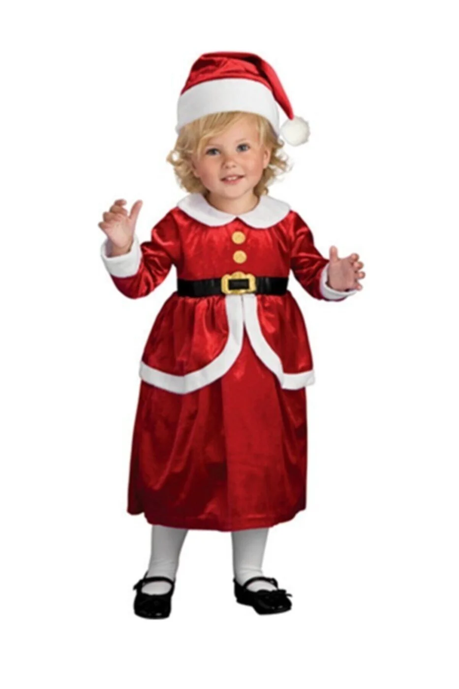 Kız Çocuk Noel Kostümü Kadife Kumaş