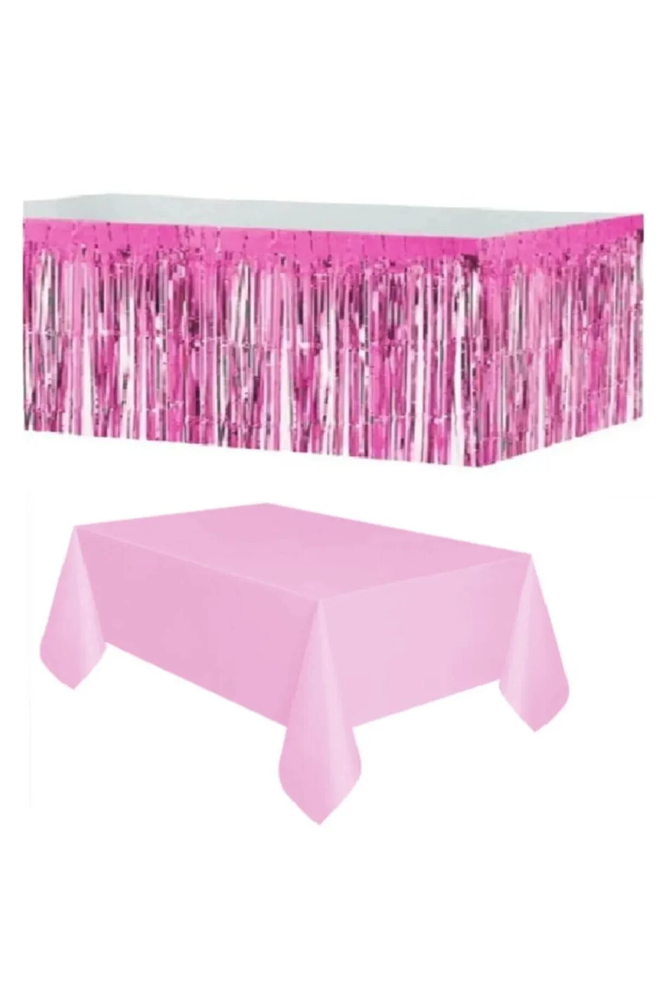 Pembe Metalize Masa Etegi + Plastik Pembe Masa Örtüsü gorsel 3