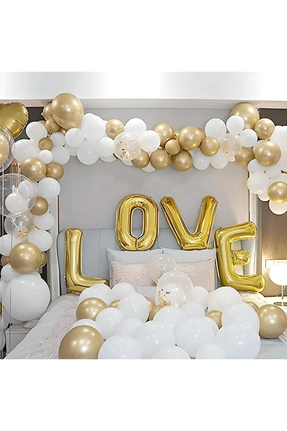 I Love You Gold Beyaz Özel Gün Balon Seti