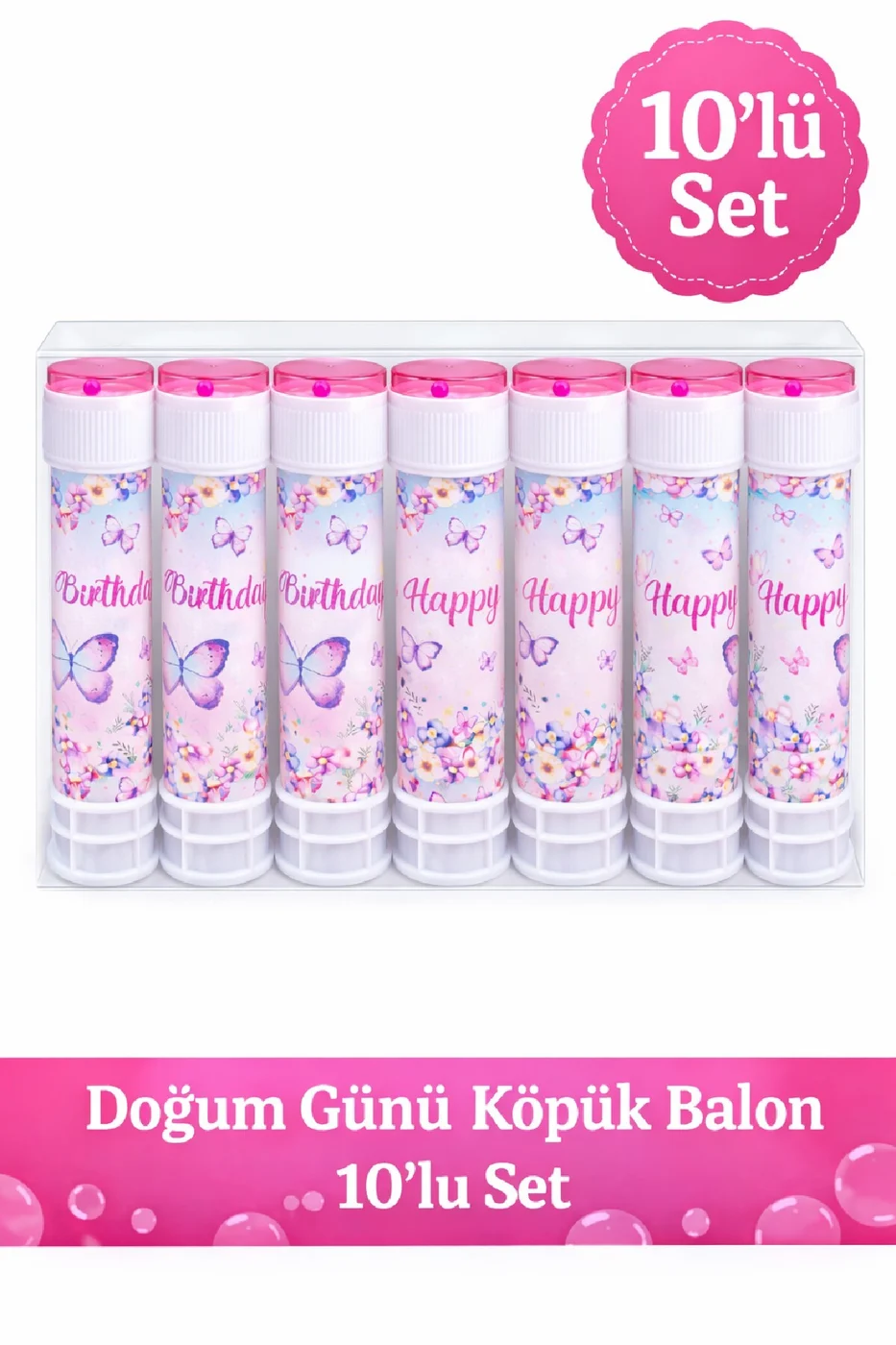 Doğum Günü Köpük Balon Seti 3’lü 5’li 10’lu Kelebekli Parti Köpüğü Kız Çocuk Hediyelik gorsel 2