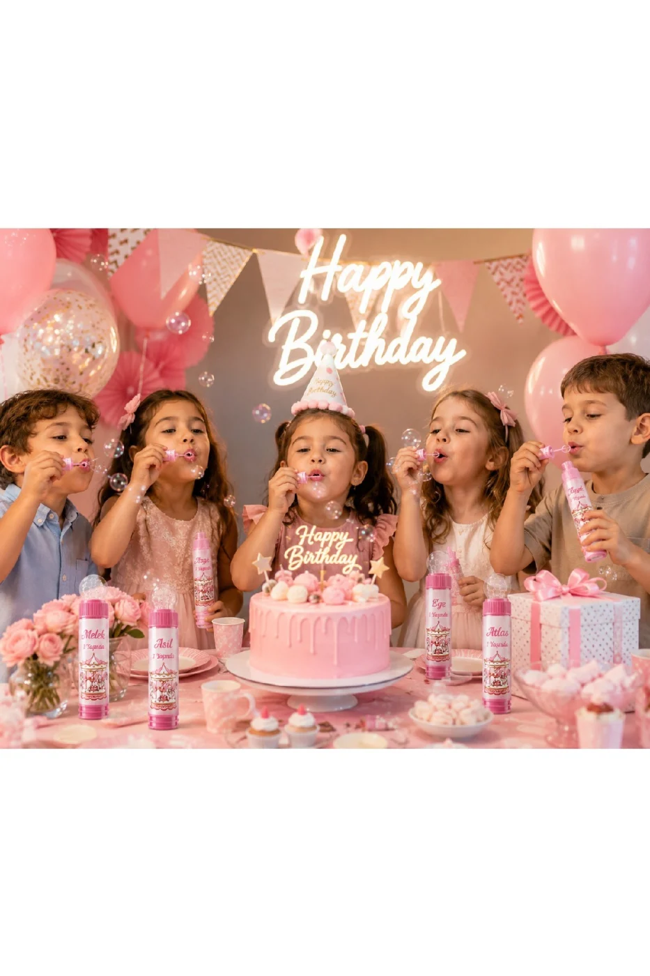 Kişiye Özel İsim Baskılı Atlı Karınca Temalı Köpük Baloncuk Bubble Oyuncağı Çocuk Doğum Günü Parti Hediyeliği 18'li 36'lı 54'lü Set gorsel 2