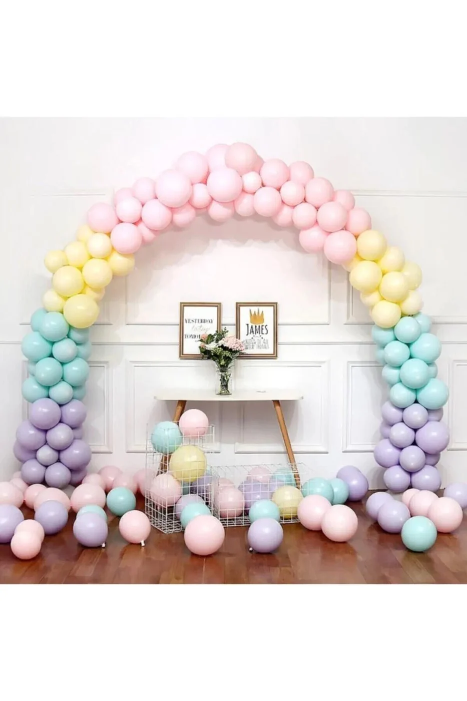 Makaron Balonlu Zincir Balon Seti 5 Mt Zincir 100 Balon Karışık gorsel 3
