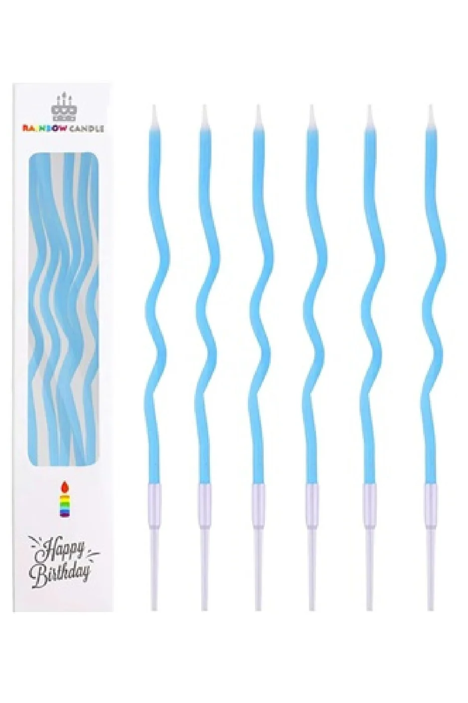 6'LI KIVRIMLI MAVİ MUM 15cm,SPİRAL MUM,KIVRIK MUM gorsel 4