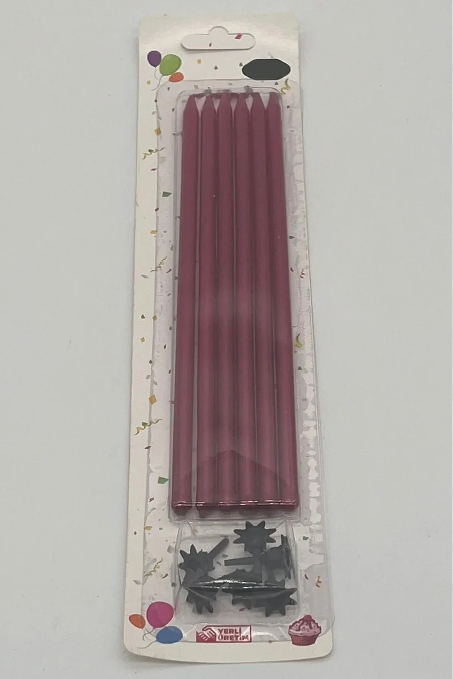 20 Cm Kırmızı Pasta Mumu 6 Lı Pasta Mumu gorsel 3