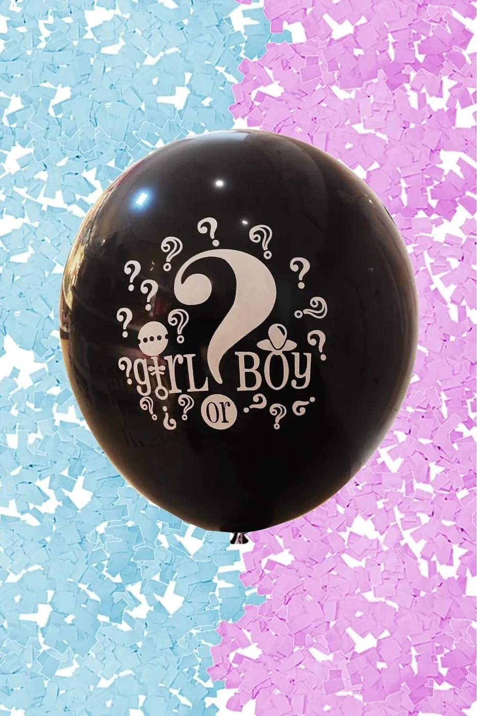 Büyük Boy Girl Or Boy Siyah Cinsiyet Belirleme Partisi Balonu Konfeti