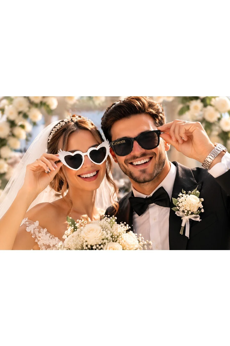 Gümüş Bride & Groom Eğlence Gözlüğü Seti Gelin Damat Düğün Konsept Gözlüğü gorsel 3