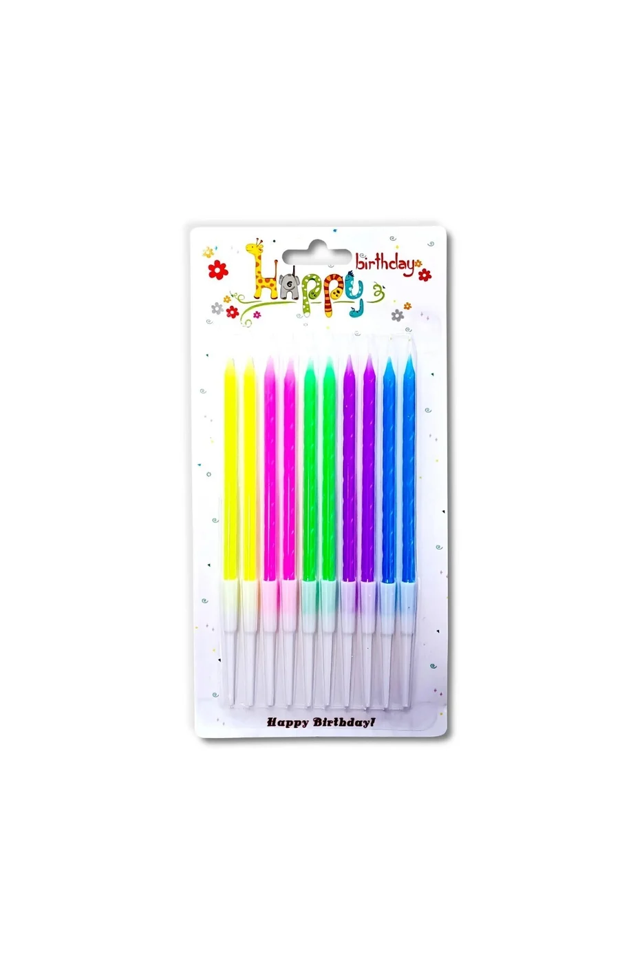 10 LU İNCE RENKLİ BURGULU MUM 13CM