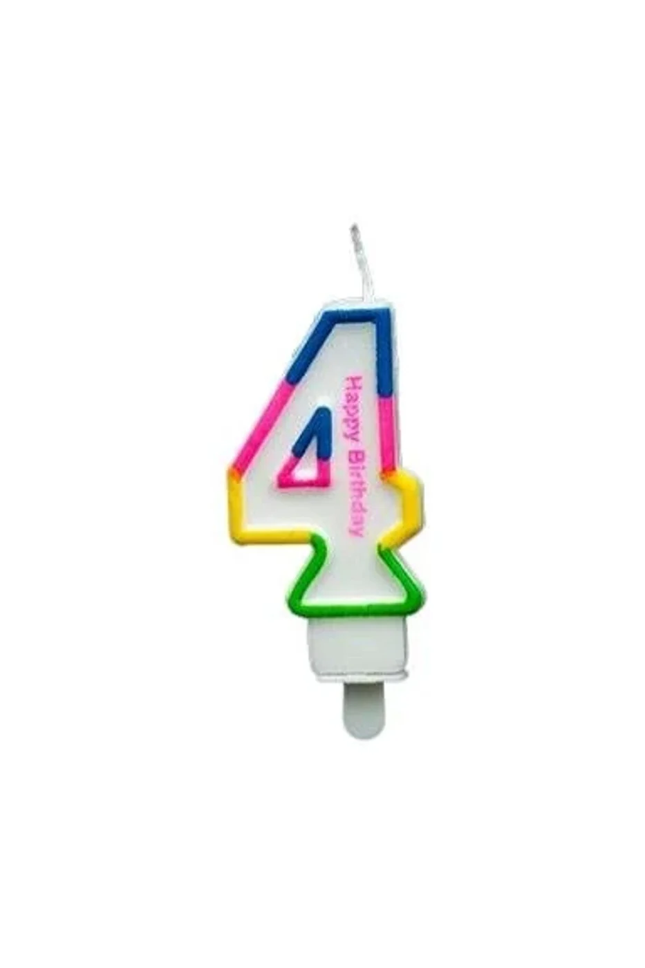 RENKLİ KLASİK 4 RAKAM MUM 7.5CM