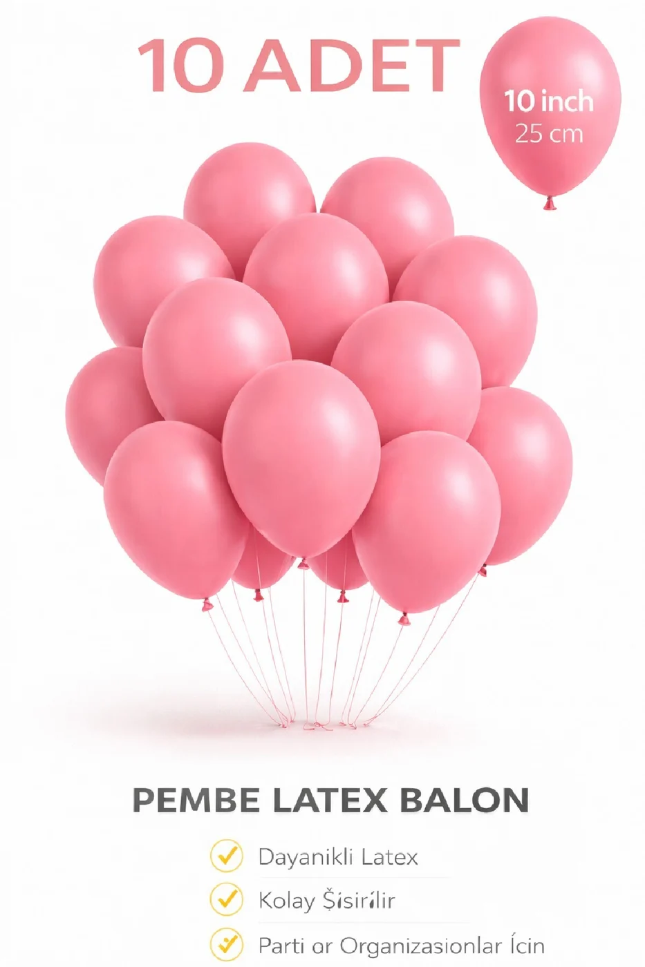 10 Adet Latex Balon 10 İnç Parti Balonu Doğum Günü Süsleme Balonu