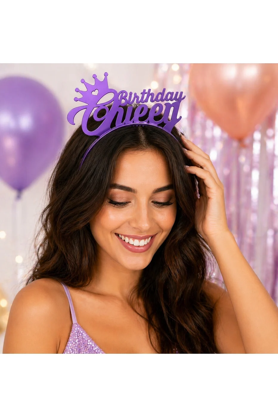 Birthday Queen Taç – Mat Altın, Gümüş, Pembe, Lila Renk Seçenekli Doğum Günü Parti Tacı gorsel 4