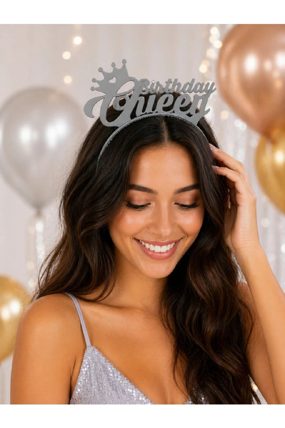 Birthday Queen Taç Renkli – Doğum Günü Tacı, Parti Tacı, Bekarlığa Veda Aksesuarı ( Mat Gümüş ) gorsel 4