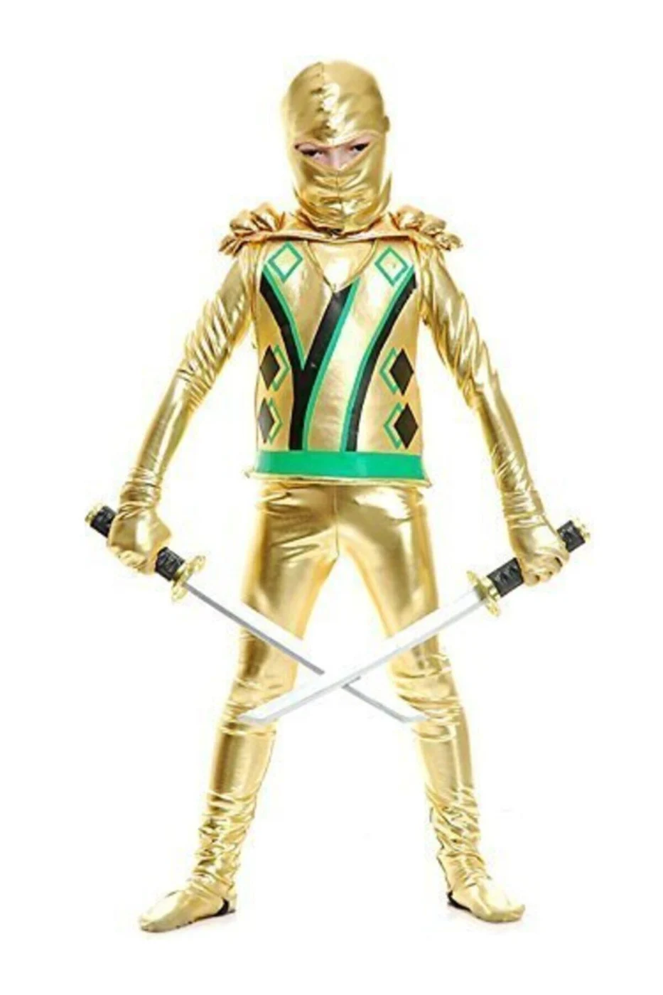 Çocuk Ninjago Lloyd Altın Ninja Kostümü + Kılıç Seti
